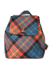 Tartan Backpack, &pound;195, Handbags, Blue, Canvas, Front view